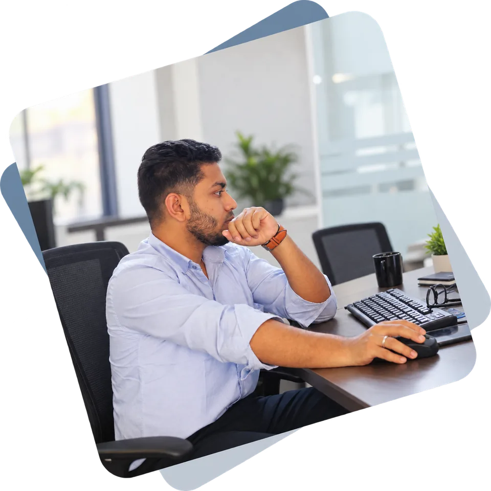 MD Shahoriar Shaun, Founder and CEO of Rizen Techno, working at his desk